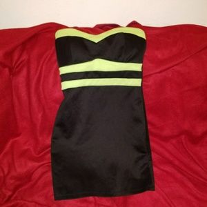 Black and Lime Green Mini Dress